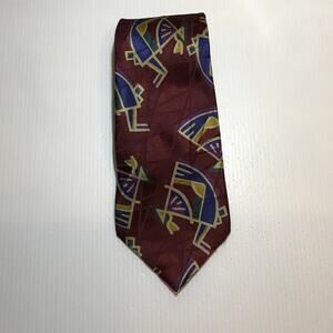 Principe Red Geometric Short Wide Men Necktie